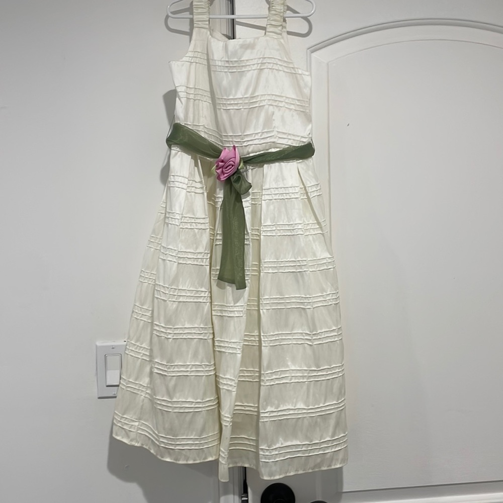 The Children's Place Cream and Green Tiered Halter Sundress